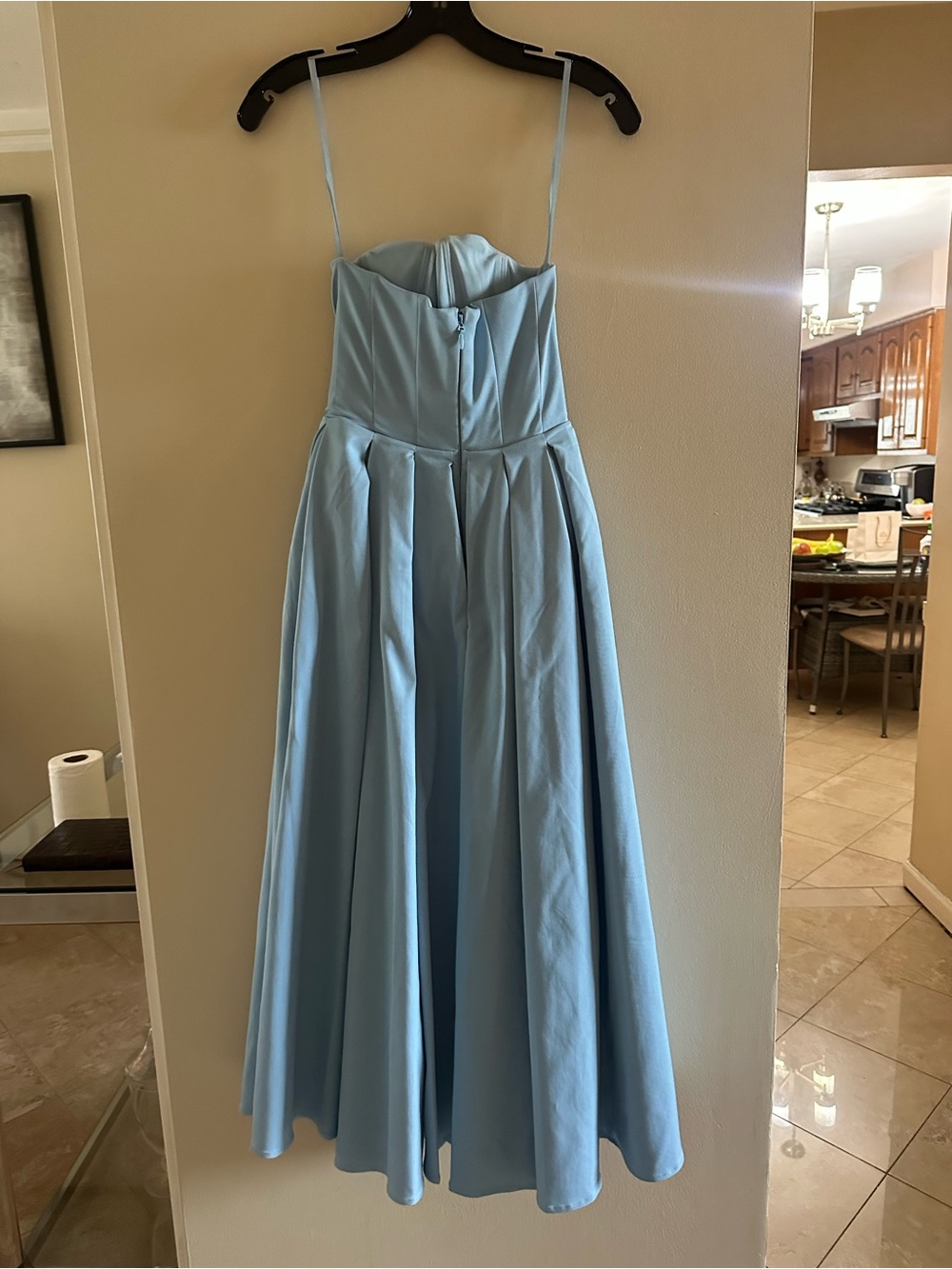 House of CB Strapless Pleated Fit-and-Flare Dress in Powder Blue - Picture 4 of 4